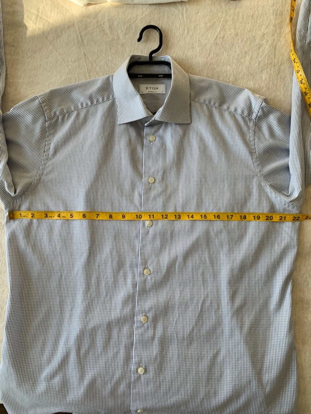 Eton Dress Shirt 100% Cotton Men's size 42-16 ½ Light Blue Micro-Check - Picture 5 of 13